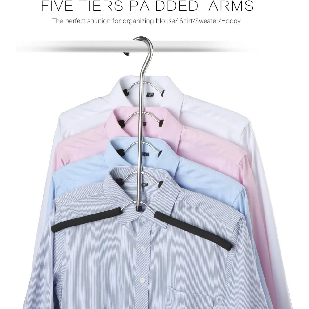 Blusen- und Hemdbügel – rutschfester, platzsparender Schrank-Organizer aus Edelstahl (4)