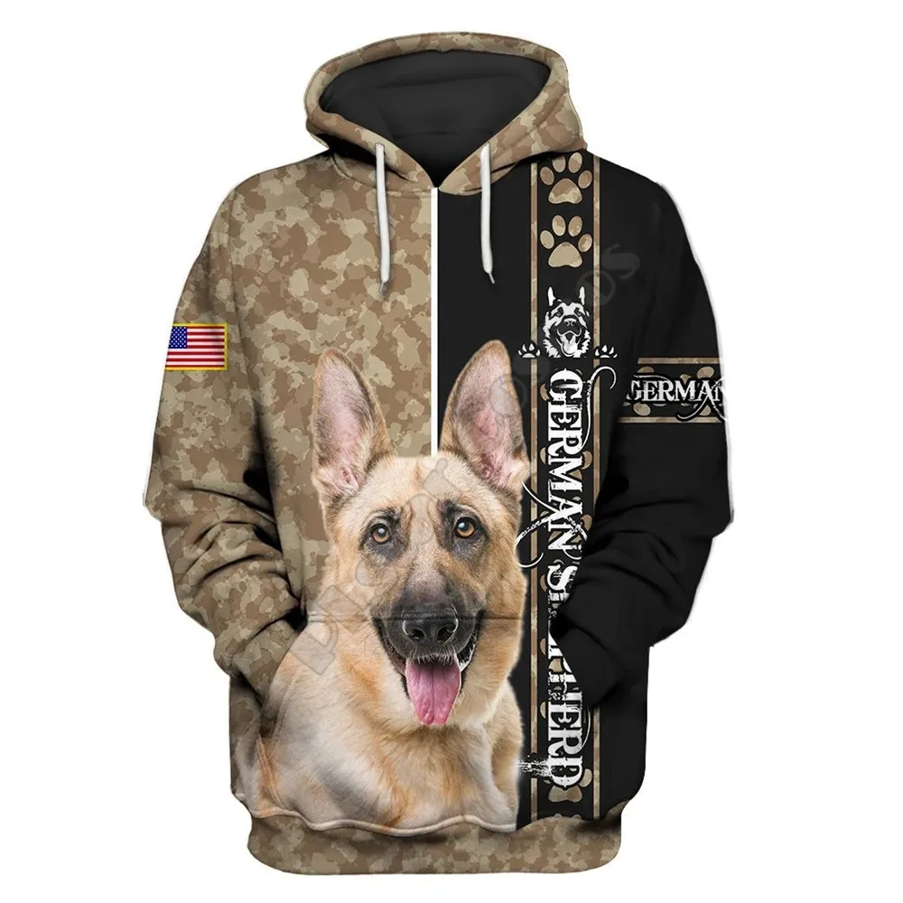 Love Dog German Shepherd 3D All Over Printed Hoodies Pullovers Street Tracksuit Love Dog