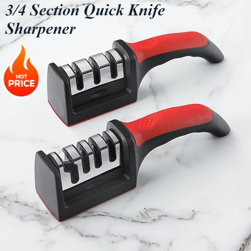 3/4 Section Fast Knife Sharpener Household Design Multi-functional Hand-held Anti-slip Knife Sharpener Kitchen Sharpening Tools