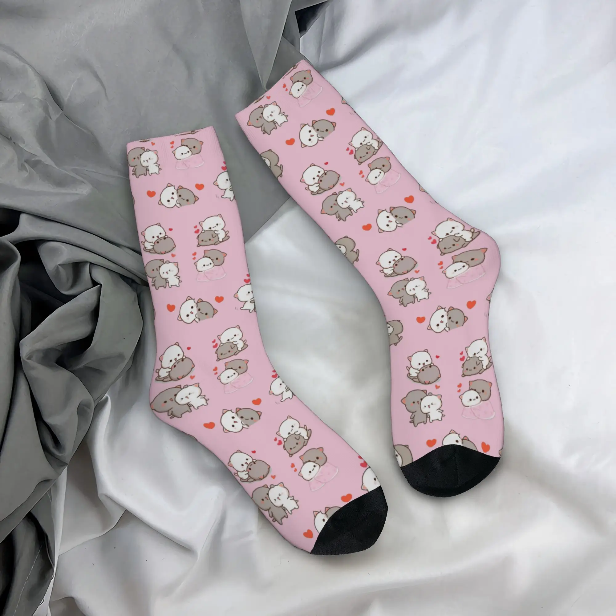Goma Mochi Peach Theme Design Crew Socks Merchandise for Women Cozy Stockings