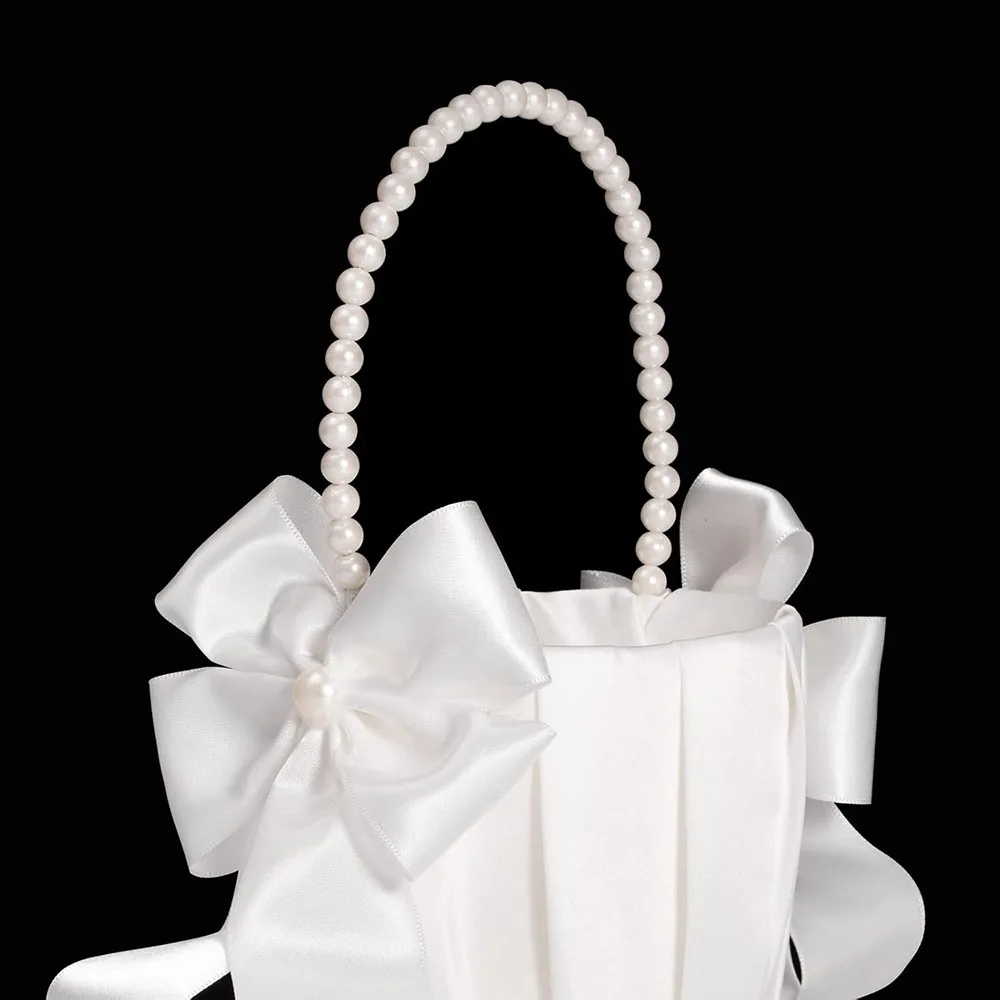 Flower Girl Baskets for Wedding,Ivory Flower Girl Basket With Pearl Handle ,Wedding Baskets for Flower Girls