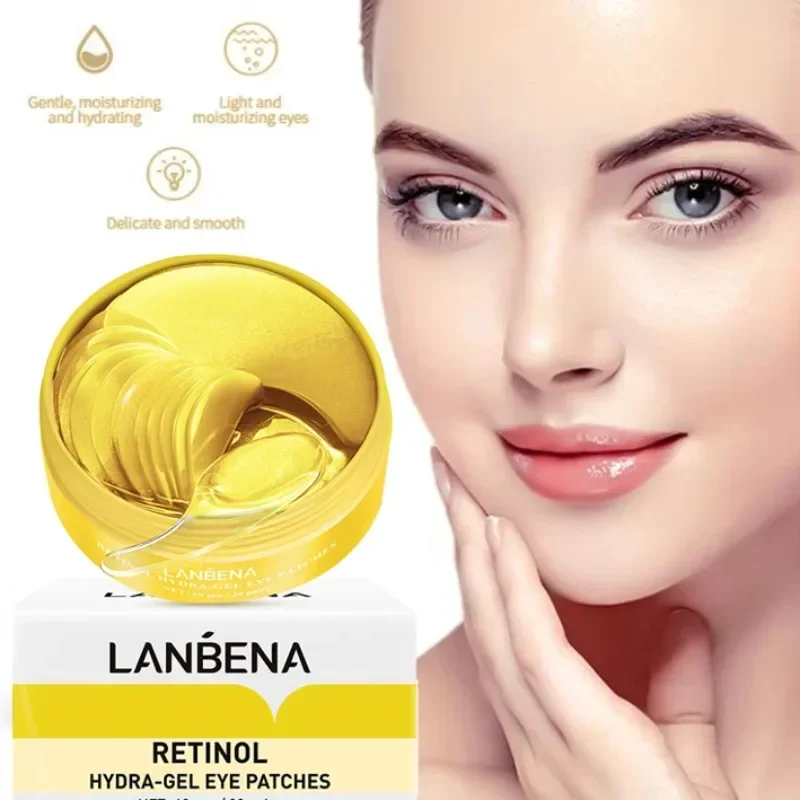 LANBENA Collagen Eye Patches 60Pcs Eye Bags Removal Wrinkles Dark Circles Patches Retinol VC Eyes Pads Sleep Face Mask Skin Care