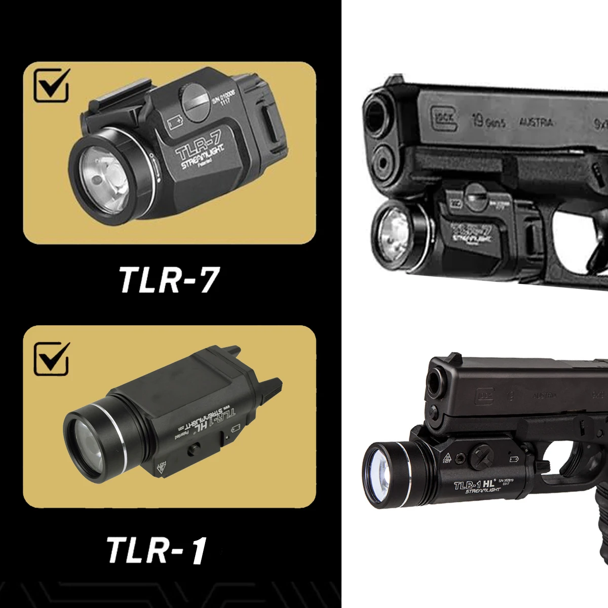 

Tactical TLR1 TLR7 Weapons Flashlight Metal 1000 Lumen LED Strobe Light 20mm Fit for G17 G19 Airsoft Rifle Scout Torch Gun Lamp