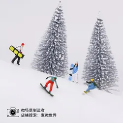 Mini Model figurki 1:87 Micro Lilliputian fotografia rekwizyty snowboardowe podwójne łyżwy narciarskie miniaturowa dekoracja zabawka