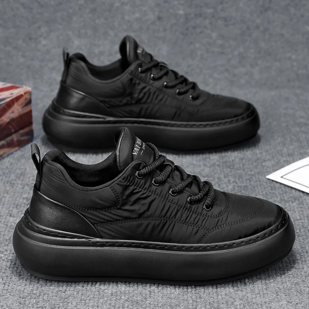 Casual Shoes for Men Autumn and Winter Down Fabric Casual Shoes Thick Soled Board Shoes Men\'s Velvet Platform Sneakers for Man
