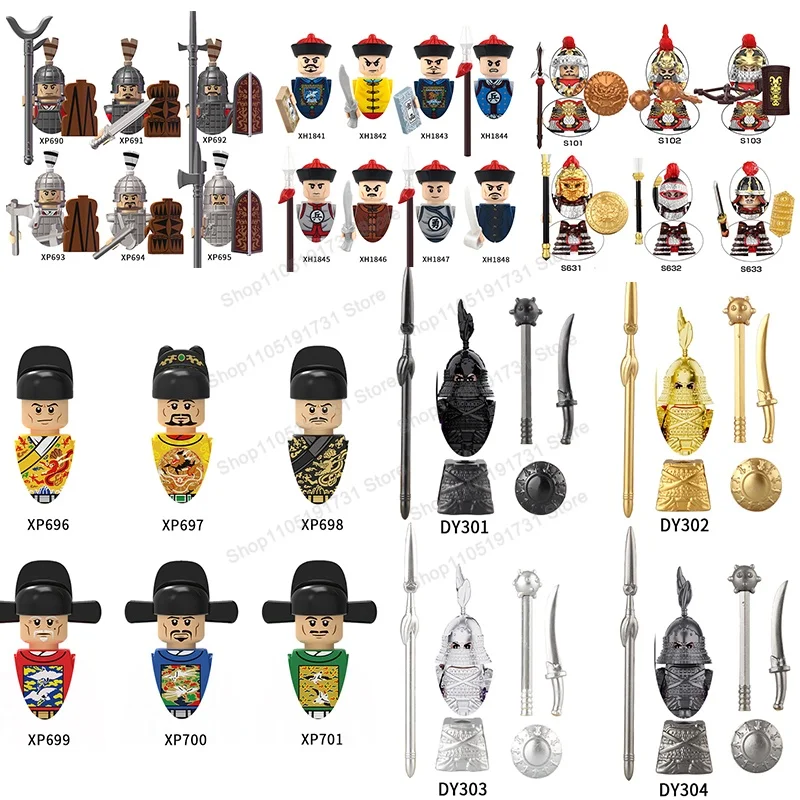 Figurines de guerre historiques chinoises Moc, armée de terre cuite, épée, mini-modèles DIY, blocs de construction DIY, jouets pour garçons, cadeau, nouveaux Juguetes KT1090