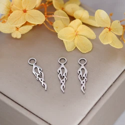 3pcs Flame Fire Shaped Pendants Accessories Stainless Steel Charms Jewelry Making Findings For Earrings Necklaces Diy Handmade