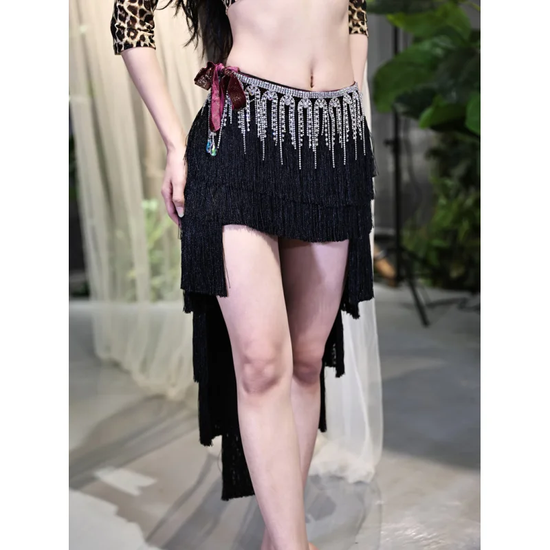 تنورة جديدة لخريف 2025 للرقص الشرقي بالانصهار اللاتيني من الأسفل، تنورة مثيرة بشراشيب #4