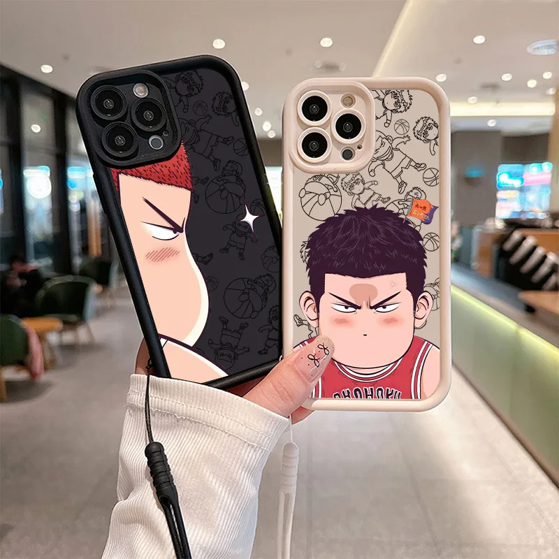 SLAM DUNK Sakuragi Hanamichi Phone Case For iPhone 16 15 14 13 12 mini 11 8 7 Pro Max Plus Cover Eyes Ladder Rope Soft Silicone