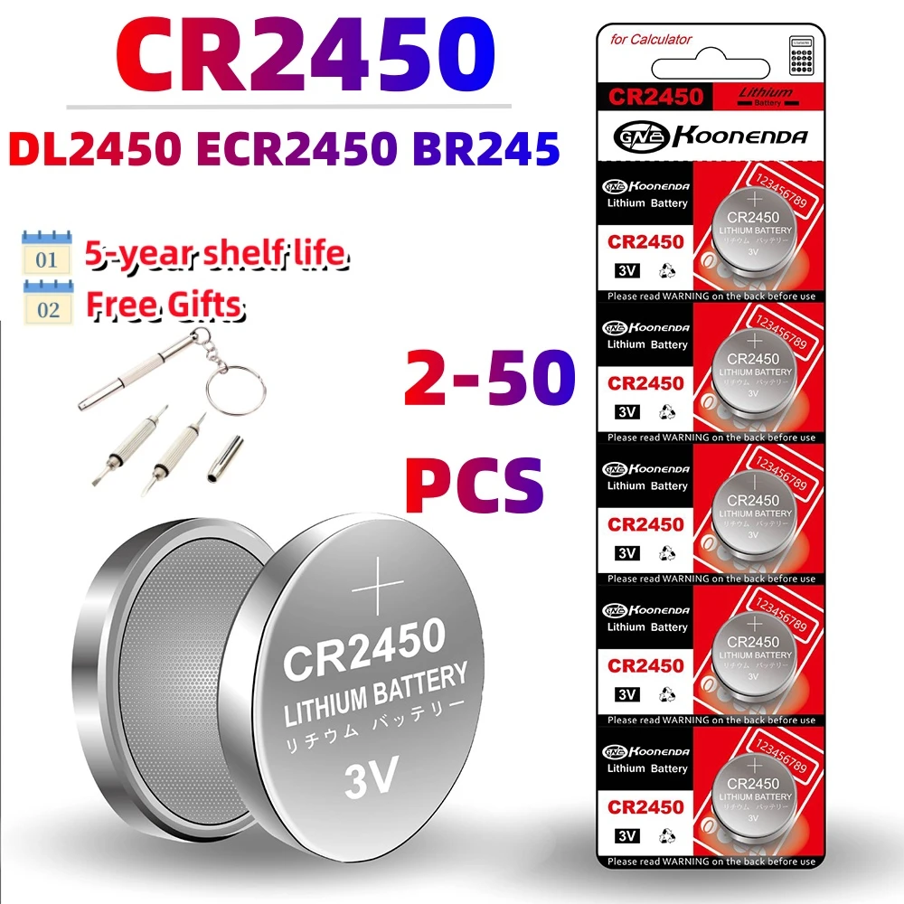 

Original 2-50PCS 3V CR2450 Button Batteries CR 2450 5029LC LM2450 DL2450 CR2450N BR2450 600mAh Lithium Cell Coin Watch Battery