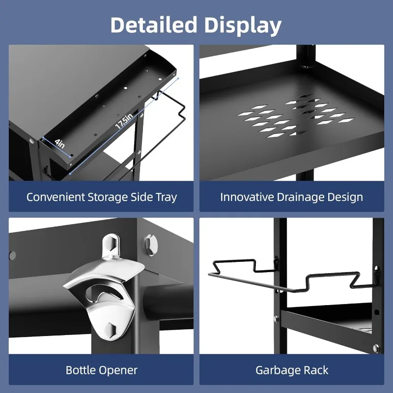عربة شواء خارجية، طاولات شواء للخارج، عربات شواء خارجية بعجلات، طاولة إعداد خارجية لعربة الشواء، طاولة فرن البيتزا