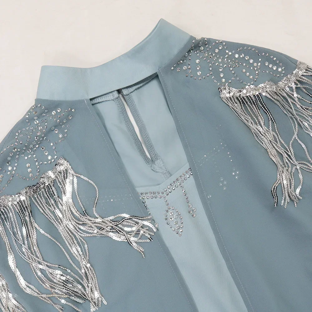 Diamants de luxe Abaya femmes paillettes gland Maxi robe de soirée Marocain caftan cape Abayas dubaï turquie robe robe musulmane Caftan