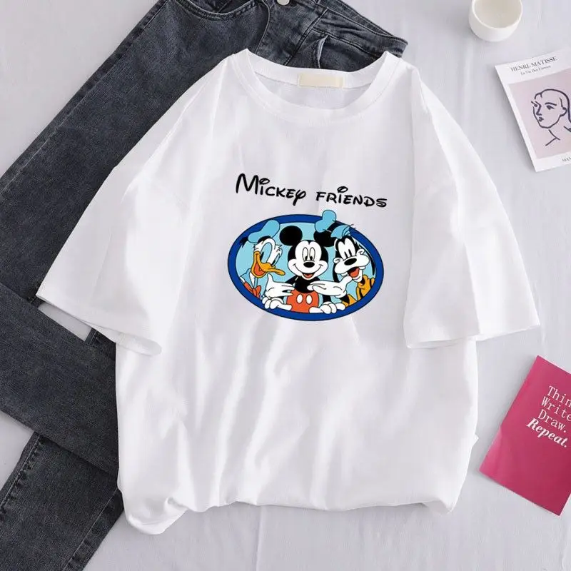 

Summer T-shirt Leisure Sports Cute Cartoon Animation Minny Mickey Disney Boys Girls Parent-child Clothing Male and Female