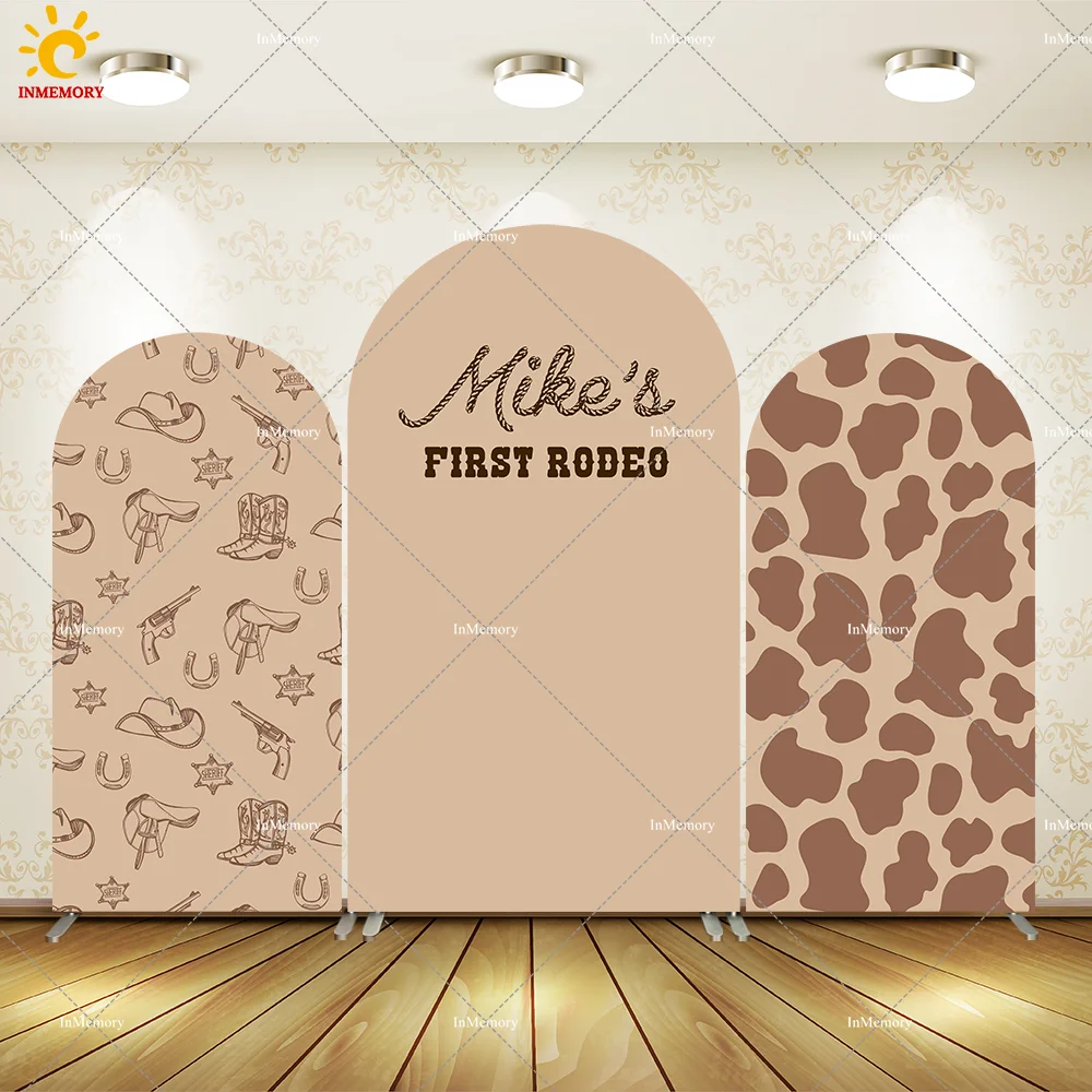 

Safari Party Decoration Brown Giraffe Prints Arch Wall Panels Backdrops Boy First Rodeo Party Arch Backdrop Photo Background