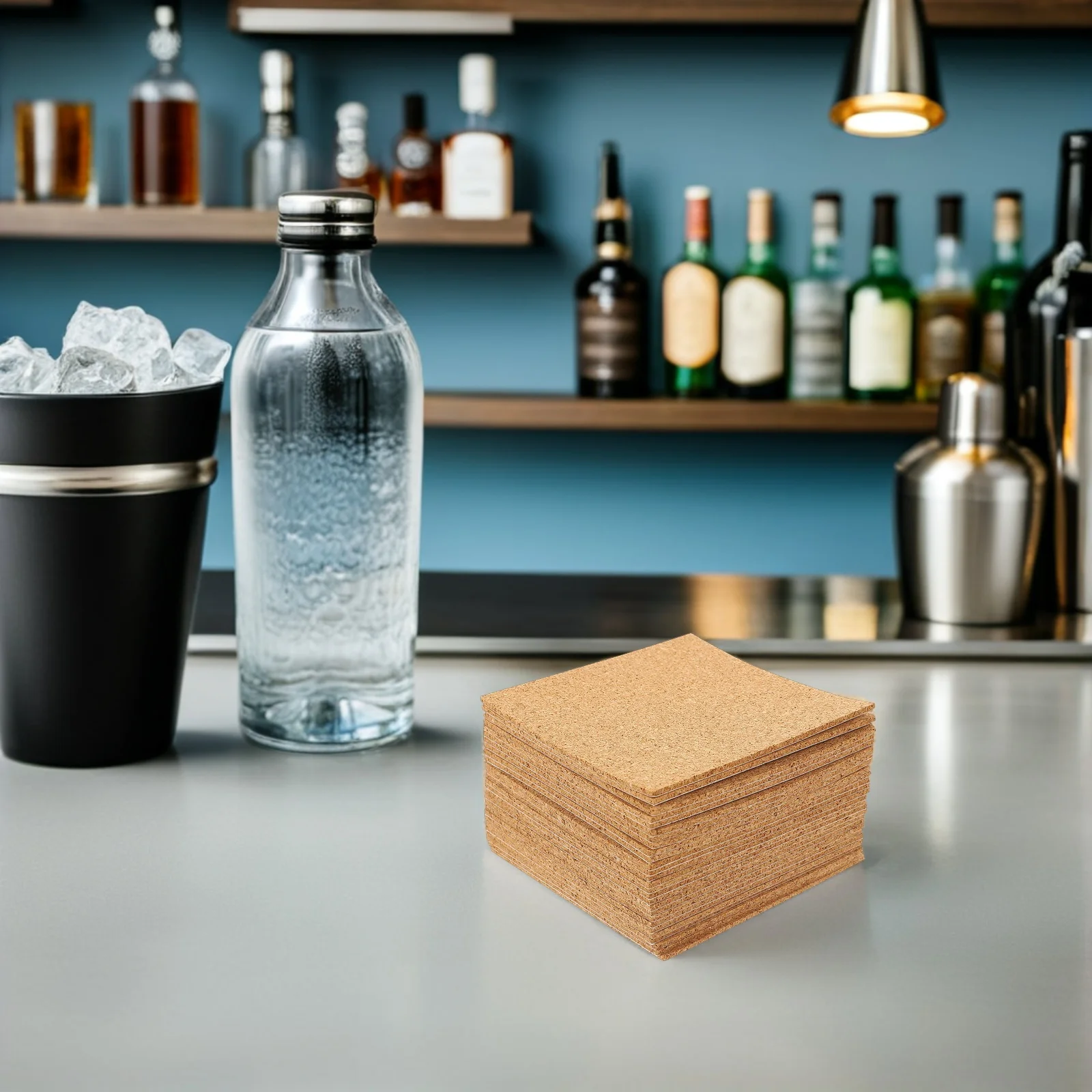 

40Pcs Cork Squares 4x4 Inch Self-Adhesive Cork Mats for Home Tableware Protection DIY Coaster Craft Supply Cup Coaster Adhesive