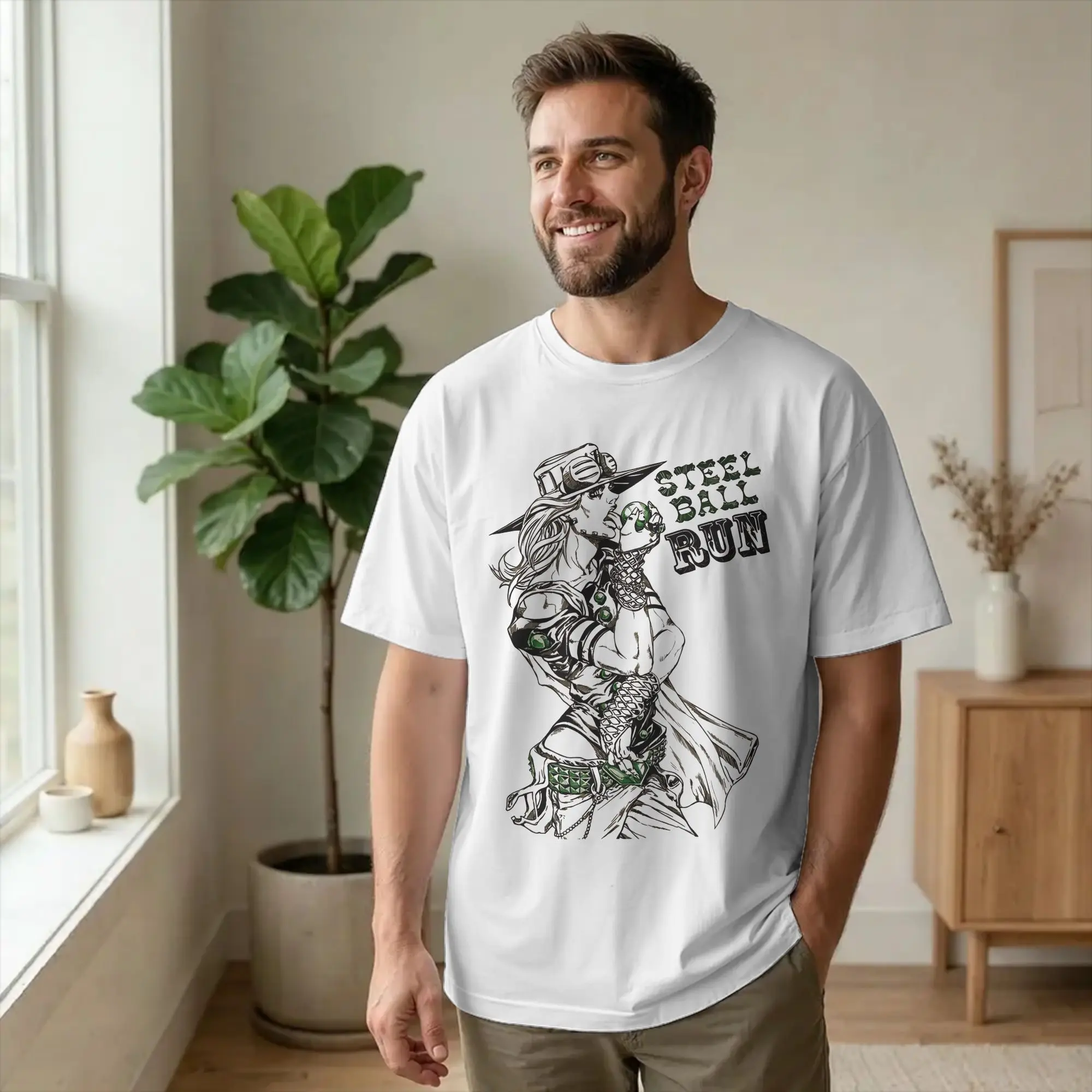 Funny Gyro Zeppeli T-Shirt Men's Crewneck Short Sleeve Tops Joestar Family Bizarre Adventure Anime Cotton Summer Tops