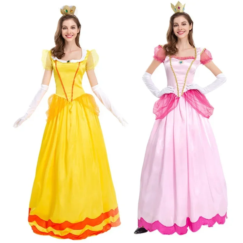 Super Brothers Princess Peach Cosplay Costume pour femmes et filles, robe trempée, tenues, uniforme, Halloween, fête d'anniversaire, carnaval