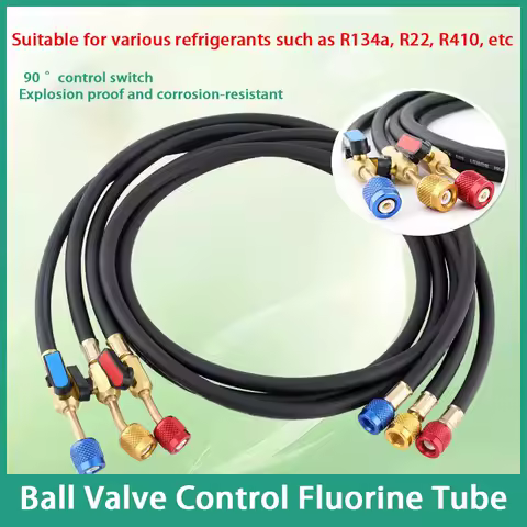Air Conditioner Fluorine Tube With Ball Valve Switch Car Refrigerant Snow Type R410 R22 R32 R134 Refrigerant Filling Tube