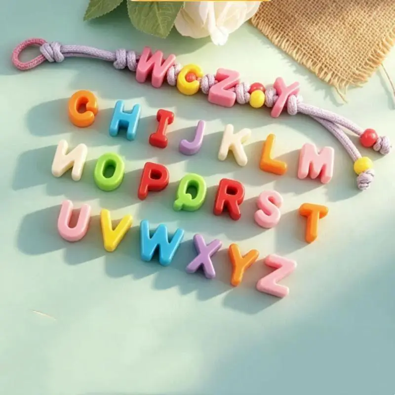 10 Stück Mehrfarbige Acryl-Buchstabenperlen mit Loch, lose Perlen für DIY-Schmuckherstellung, Armband, Handyanhänger, Bastelzubehör – Detail 3