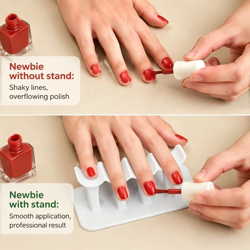 Nail Art Finger Support Stand 4 Slots Ergonomic Nail Hand Rest Stable Base Manicure Holder for Nail Salon & Home DIY 3D Printed