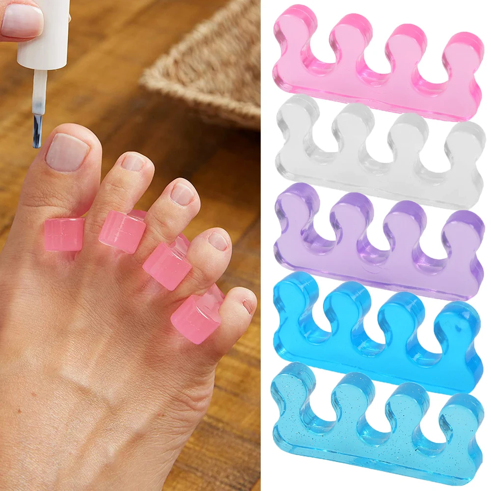 

2Pcs Silicone Pedicure Toe Separators Nail Finger Toe Spacer Separation Straighteners Gel Divider Nail Polish Toenail Care Tools