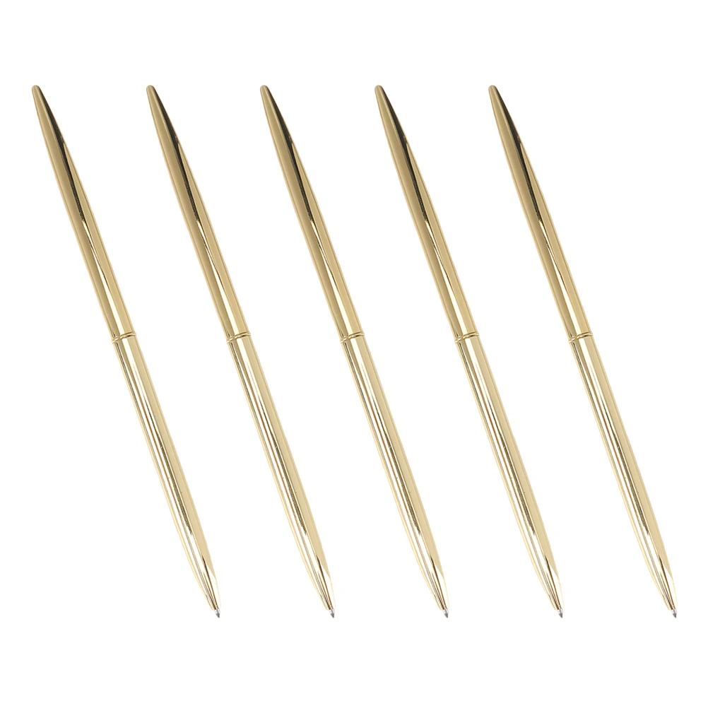 

5Pcs Metal Ballpoint Pen Smooth Writing Business Office Gold Slim Set Wedding Guest Book Teacher Student Use Pens Bulk