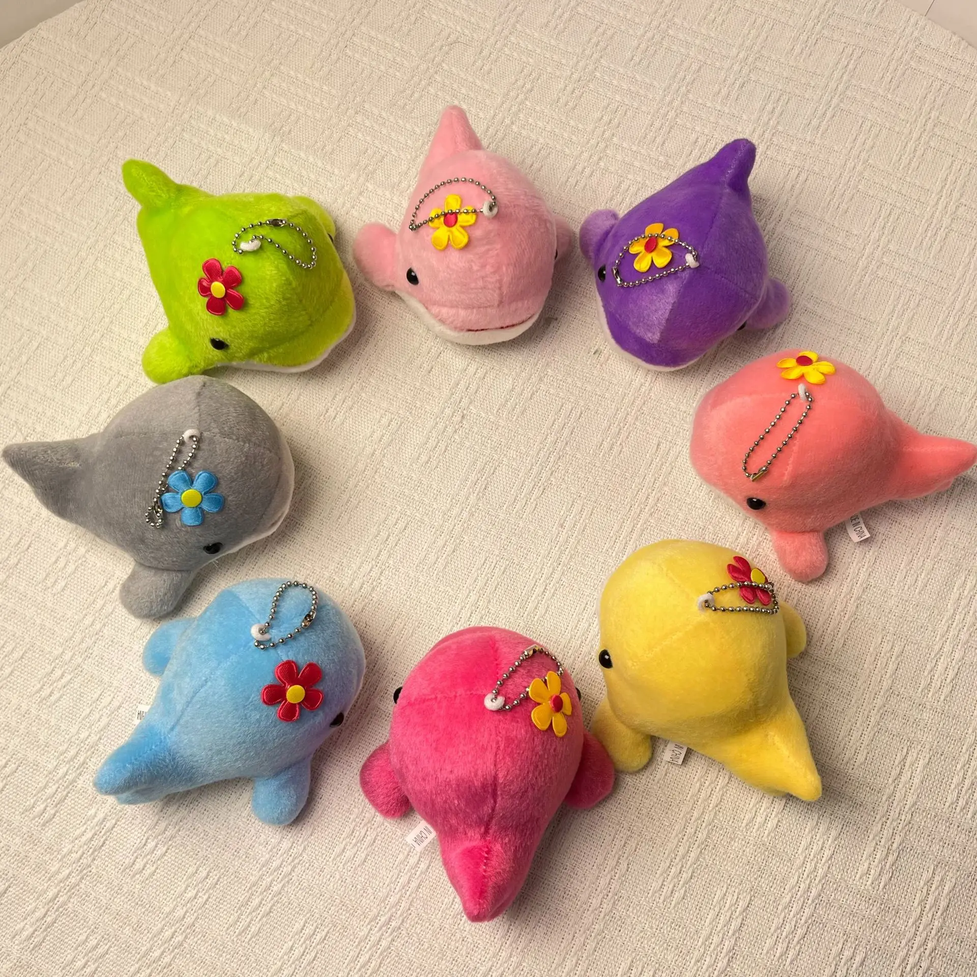 50pcs Wholesale Sea Animals Dolphin Plush Toy Pendant Crab Machine Doll Keychain Car Key Ring Accessories Gift Claw Crane Toys