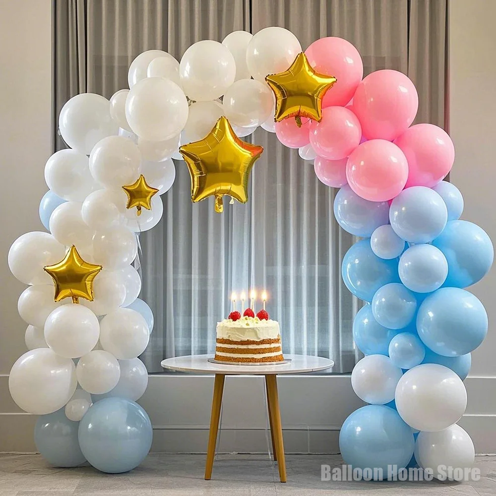 114pcs Birthday Party Balloons Garland Arch Kit Baby Shower Balloon Pink Blue White Ballon Bridal Anniversary Wedding Decoration