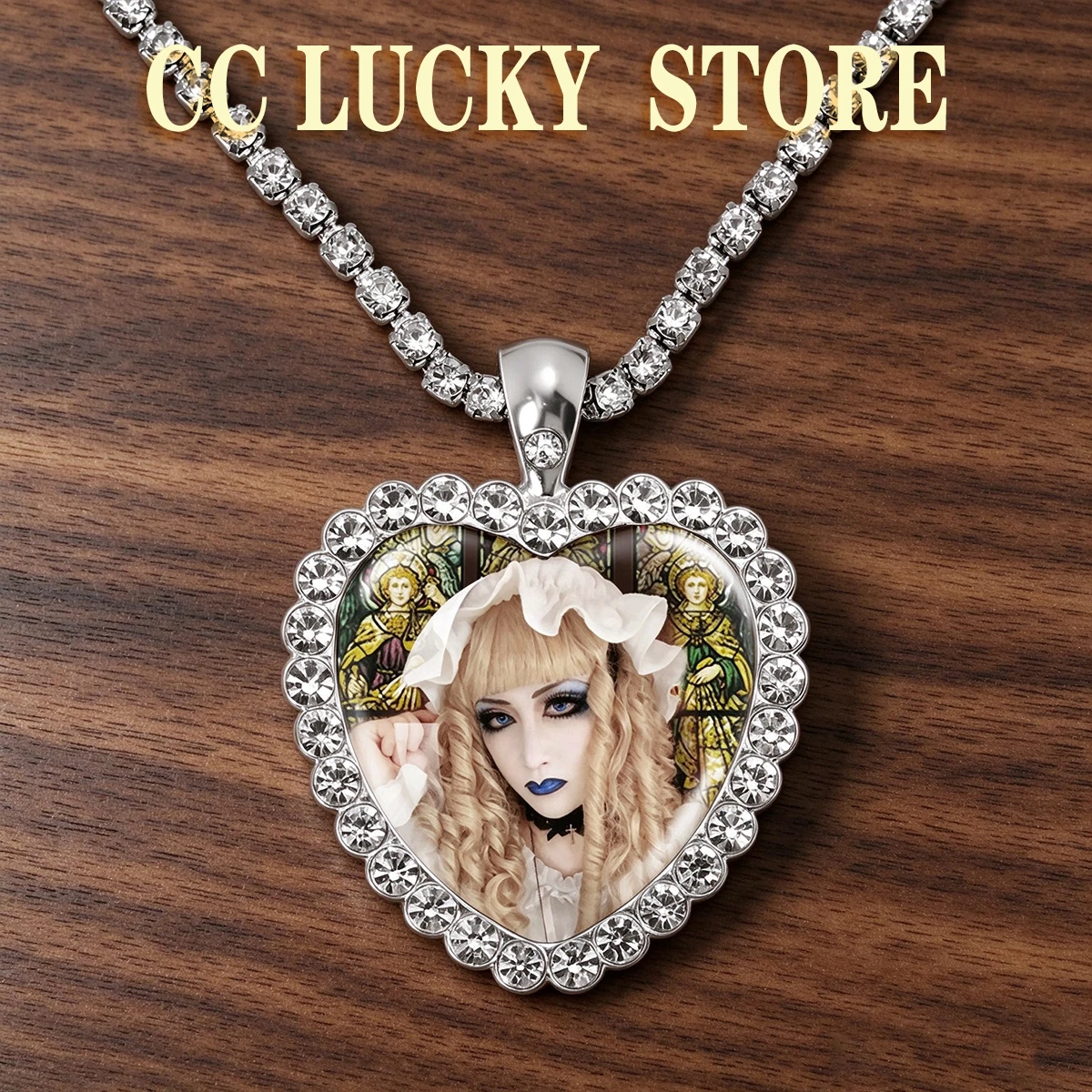 Japan Visual Rock Band Glass Heart Rhinestone Necklaces DazzlingBAD Band Rank Mana Sama  Accessories Necklace Fans Jewelry Gift