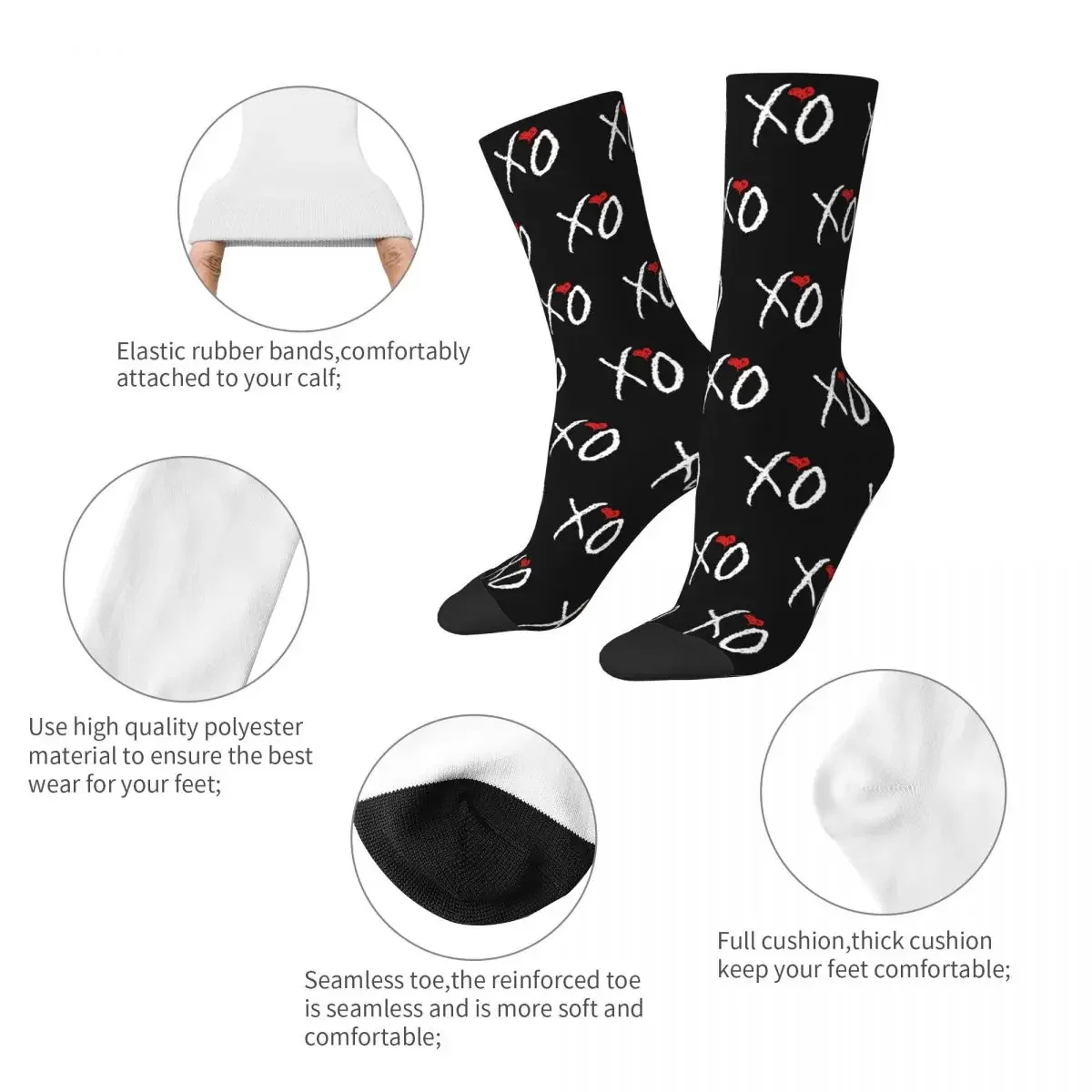 Retro XOXO Logo Skateboard Socks Crew Socks for Unisex Non-slip Breathable Basketball Socks