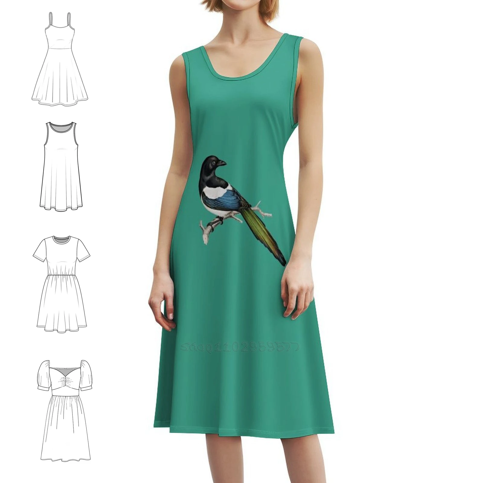 فستان Save The Magpie Bird المثير للإجازات للنساء لحفلات الشاطئ وأعياد الميلاد فستان قصير لحفظ موسم العقعق وحفلات Bird #1