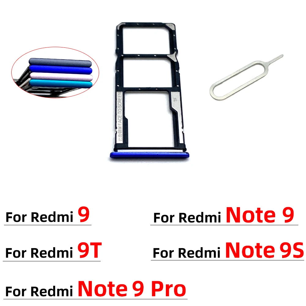 Micro Nano SIM Card Holder Tray Slot Holder Adapter Socket For Redmi 9 9T Note 9s 9 pro Mobile Phone With Pin Replacement Parts