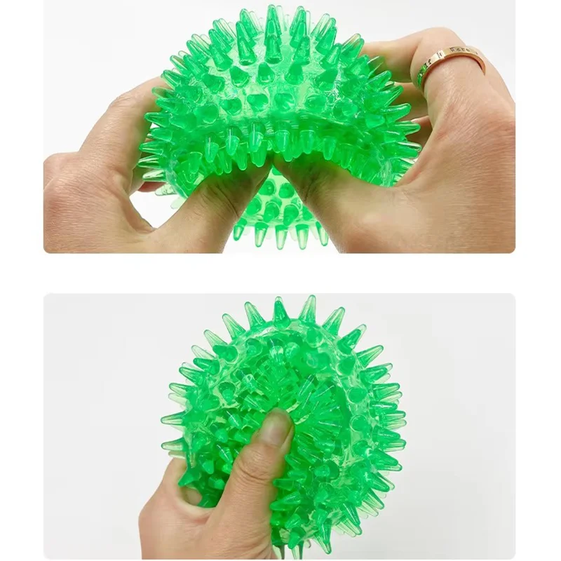 TPR Quietschendes Spiked Dog Ball Kauspielzeug Langlebiges Zahnreinigungs-Backenzahnspielzeug Schwimmendes, federndes interaktives Haustierspielzeug für die Mundpflege – Detail 3