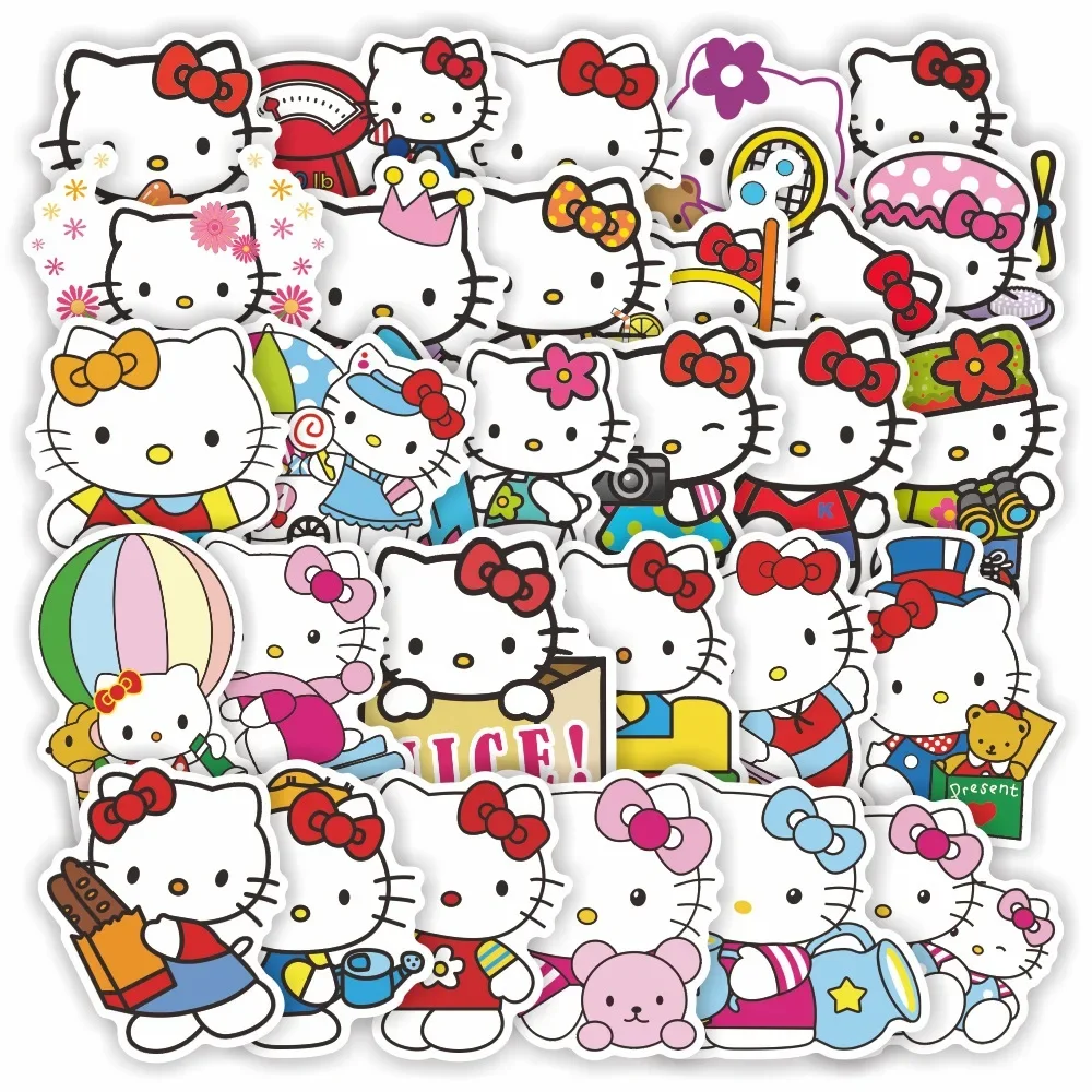 50/100Pcs Hello Kitty Cartoon Stickers Girl Decals for Laptop Diary Scrapbook Stationery Car Decoration Sticker Kids Toys