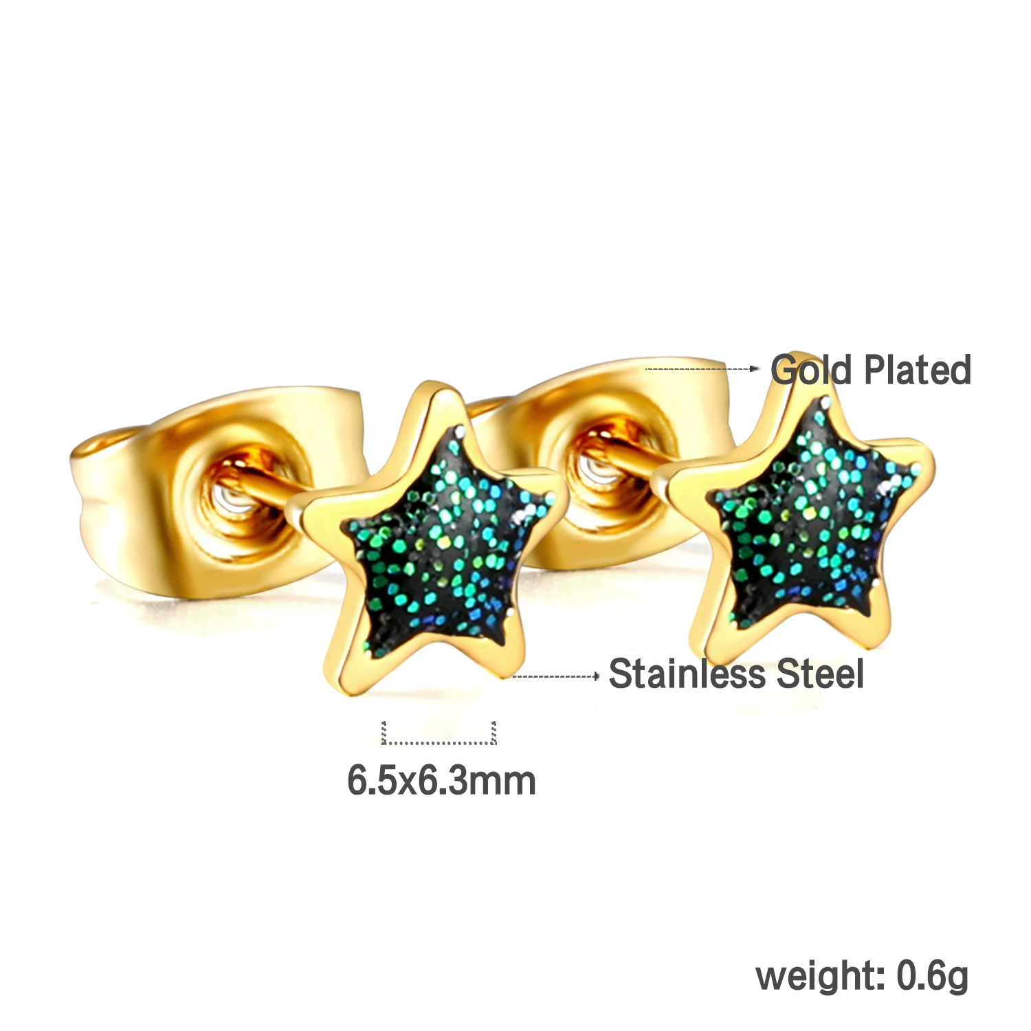 1Pair Matte Star Stud Earrings for Women 316L Stainless Steel Trendy Versatile Tiny Exquisite Ear Jewelry Gold/Silver Color
