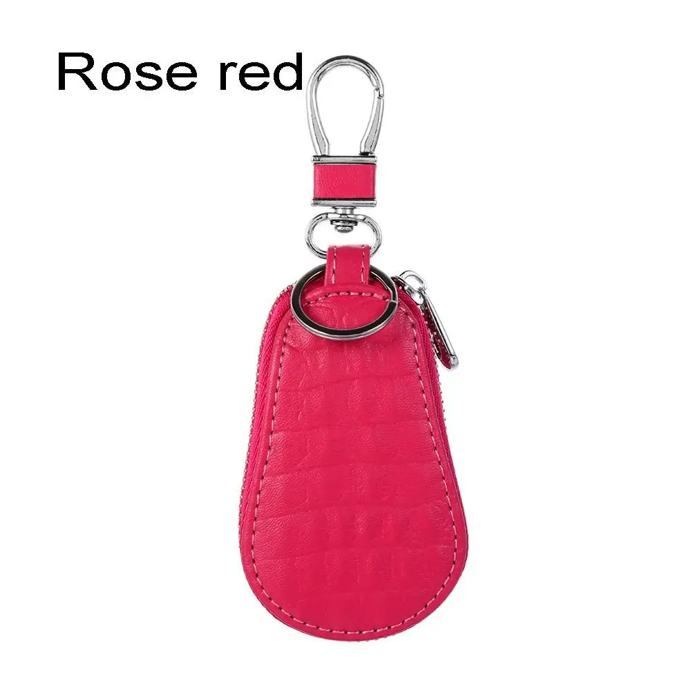 

Men Women Zipper Housekeeper Holder Car Key Bags Keychain Holder Wallet Genuine Leather Key Case