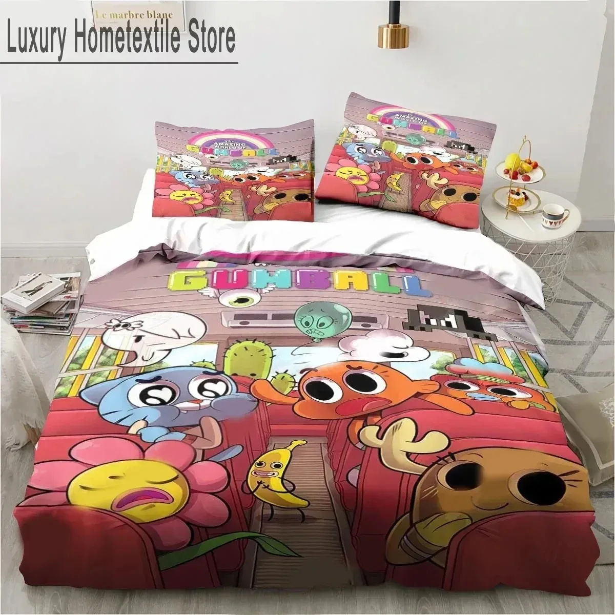 Cartoon The Amazing World Bedding Set Gumball Boys Girls Twin Queen King Size Duvet Cover Pillowcase Bed boys Adult