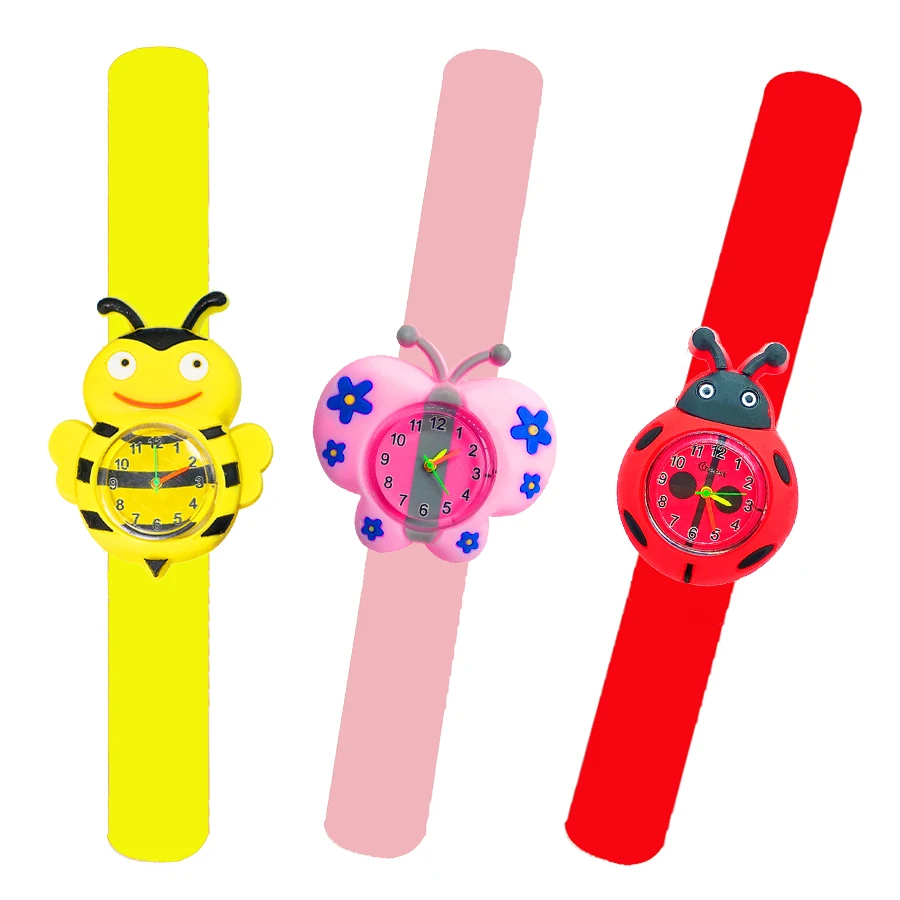 Beautiful Butterfly, Bees, Ladybug Watches for Children Toys Life Waterproof Silicone Kids Slap Wrist Watch Baby 1-year-old gift