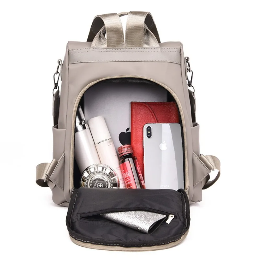 

Fashion Travel Backpack Solid Color Anti-theft College Students Schoolbag Large Capacity Detachable Shoulder Strap