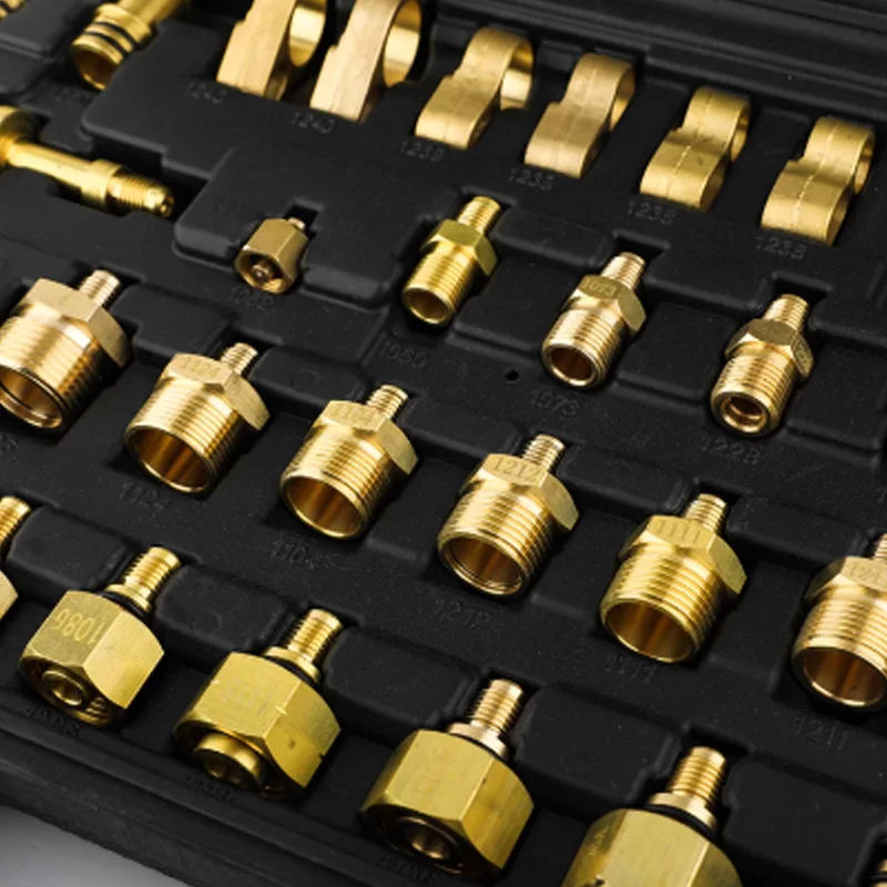 Auto Air Conditioning Repair Tools Set Durable Full-Copper Construction Complete Valve Core Service Kit Standard Automotive Port