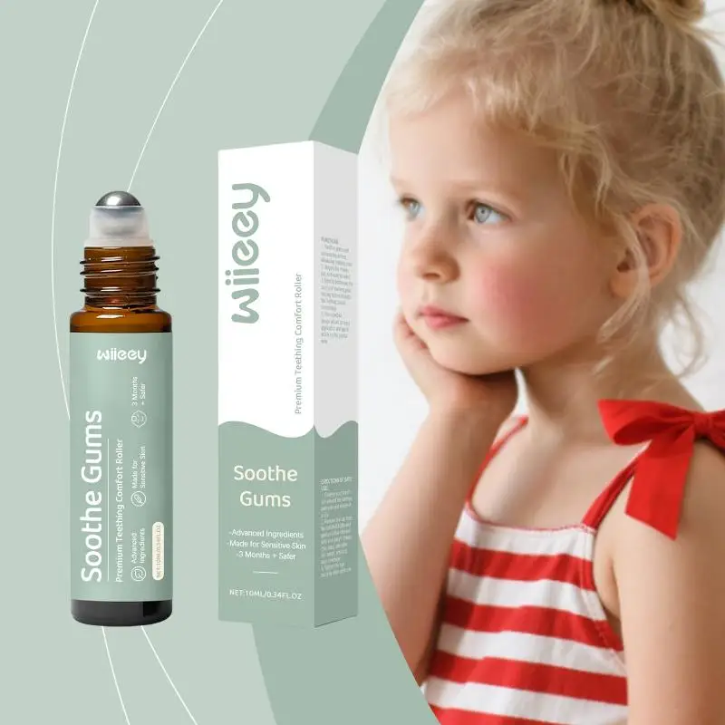 Baby Teething Soothing Roller - Gum Pain Relief Oil Massage Tool, Kid's Dental Care Comfort Device, Refreshing Natural Solution