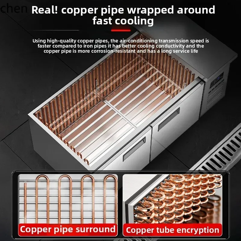 cc26 refrigerated workbench freezer frozen stainless steel refrigerator flat freezer refrigeration console kitchen view 3