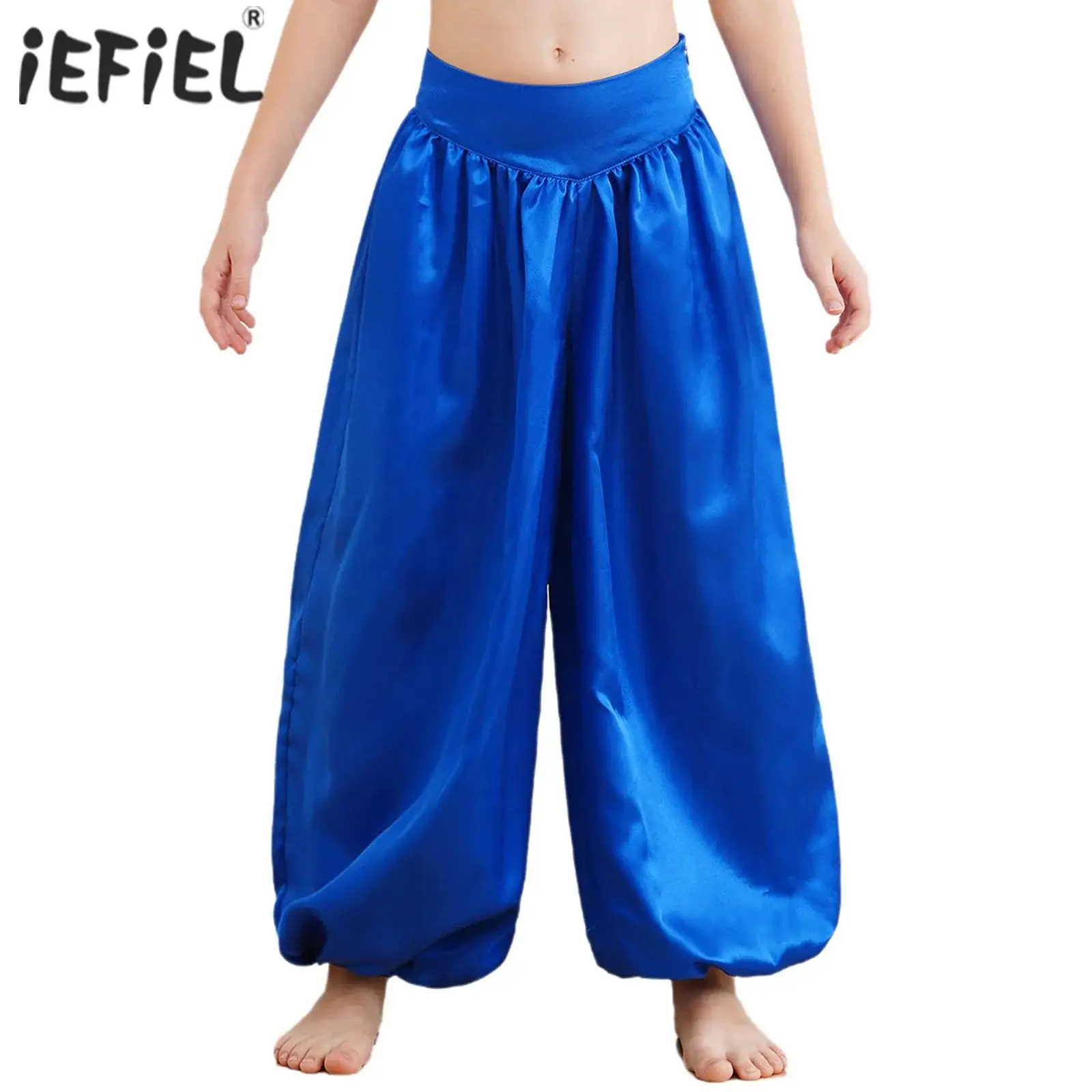 Costume de cosplay de pantalon de danse du ventre pour enfants, bouffant en satin à jambes larges pour la performance sur scène, soirée à thème Halloween, habillage pour filles