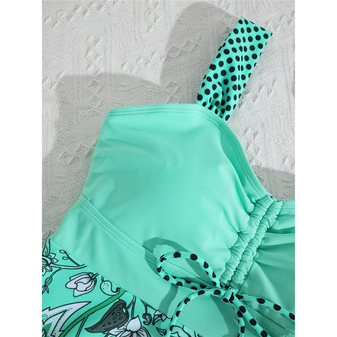 M - 3XL, hoch geschnittener Bikini, bedruckter Tankini, Damen-Badeanzug, zweiteiliges Bikini-Set, Badebekleidung, Badeanzug, Modell V6571. – Detail 8