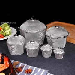Durable 6 Sizes Silver Reusable Stainless Mesh Herbal Ball Tea Spice Strainer Teakettle Locking Tea Filter Infuser Spice