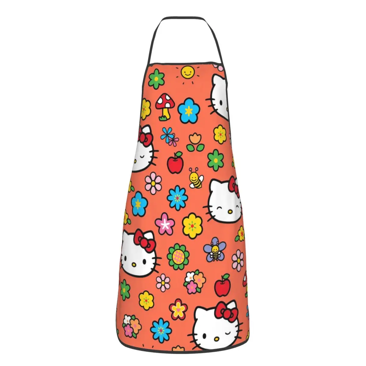 Cartoon Cute Hello Kitty Apron Unisex Printed Kitchen Bib HelloKitty Polyester Cuisine Cooking Baking Household Cleaning Tablier