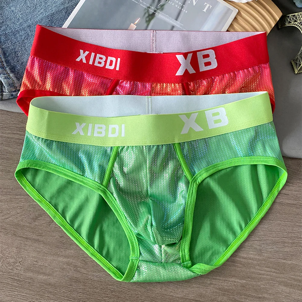 

Men Shiny Sequins Mid-Rise Seamless Lingerie U Convex Pouch Underwear Quick Dry Brief Soft Sleep Underpants Male Sexy Panties