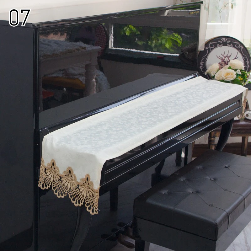 European Piano Keyboard Dustproof Cover Cloth Modern Lace Printing Velvet Electric Piano Towel Furniture Protection Cover