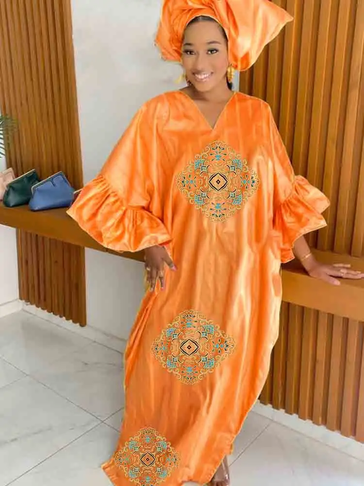 Evening Dress African Traditional Dresses Bazin Riche Long Sleeve Wedding Dress Wearable Throughout The Four Seasons