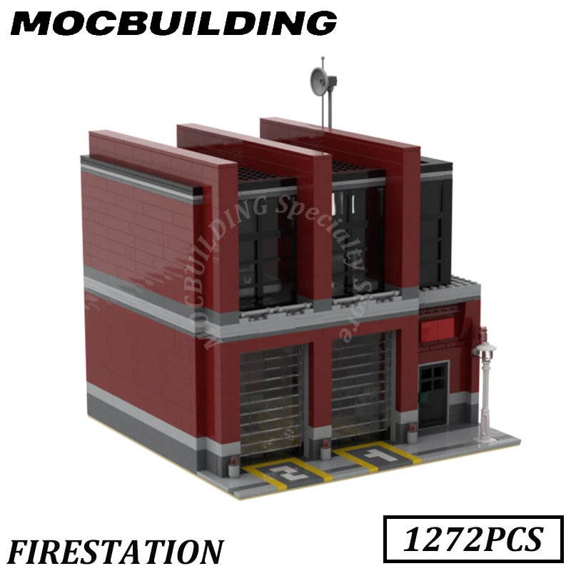 Firestation Model City Street View MOC Building Blocks Bricks Display Construction Toys Birthday Gifts Present